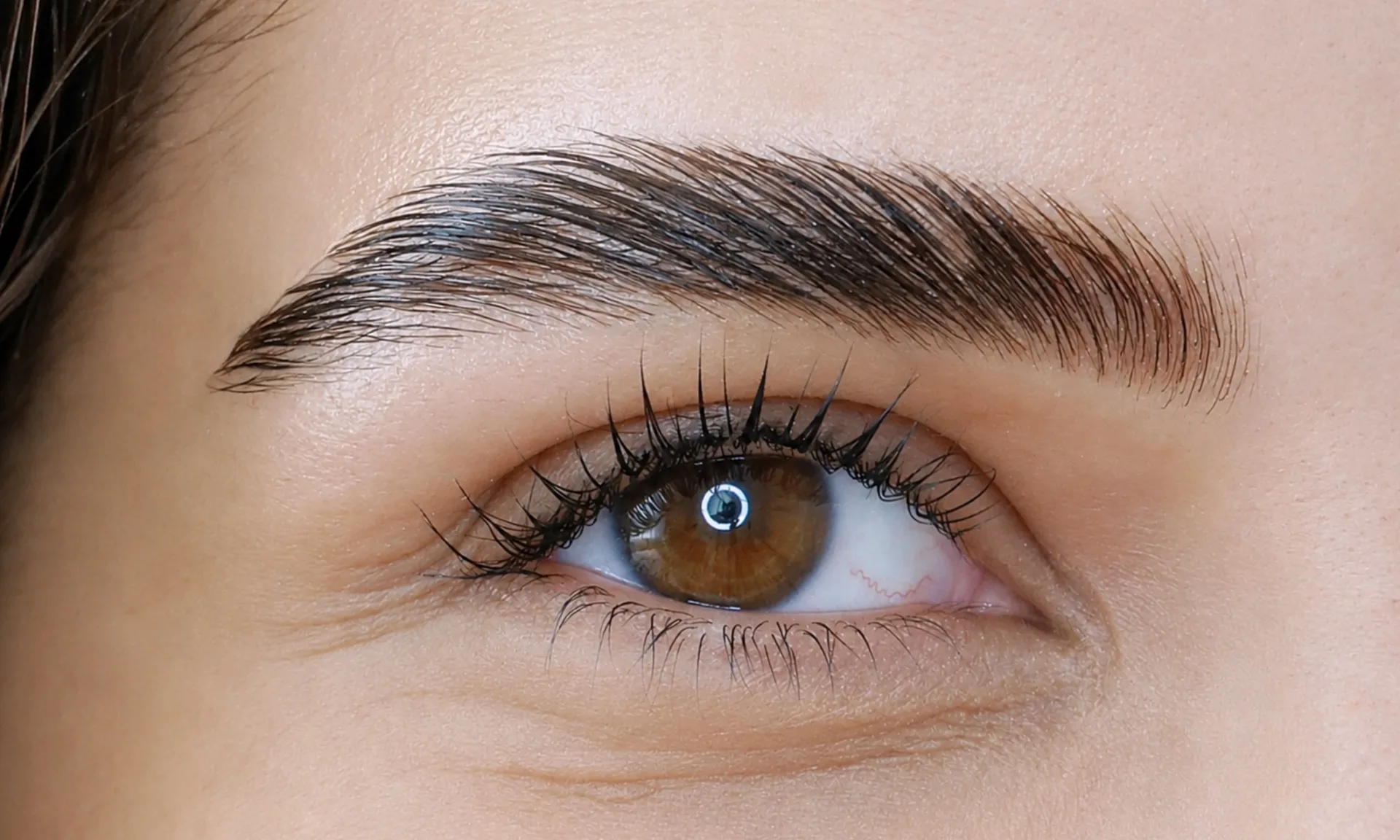 Brow lifting in Dubai, lifted, groomed brows after treatment at AZIZAM beauty salon